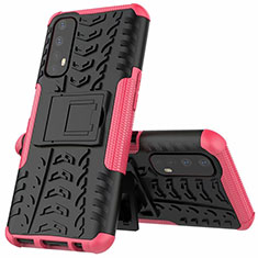 Funda Bumper Silicona y Plastico Mate Carcasa con Soporte A01 para Realme Narzo 20 Pro Rosa