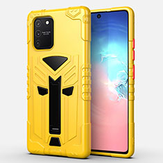 Funda Bumper Silicona y Plastico Mate Carcasa con Soporte A01 para Samsung Galaxy S10 Lite Amarillo
