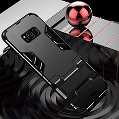 Funda Bumper Silicona y Plastico Mate Carcasa con Soporte A01 para Samsung Galaxy S8 Plus Negro