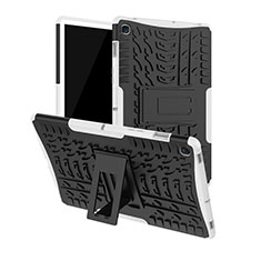 Funda Bumper Silicona y Plastico Mate Carcasa con Soporte A01 para Samsung Galaxy Tab S5e 4G 10.5 SM-T725 Blanco