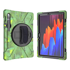 Funda Bumper Silicona y Plastico Mate Carcasa con Soporte A01 para Samsung Galaxy Tab S7 4G 11 SM-T875 Ejercito Verde