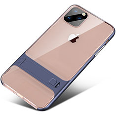 Funda Bumper Silicona y Plastico Mate Carcasa con Soporte A02 para Apple iPhone 11 Pro Max Azul