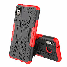 Funda Bumper Silicona y Plastico Mate Carcasa con Soporte A02 para Apple iPhone XR Rojo