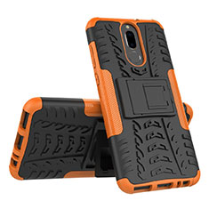 Funda Bumper Silicona y Plastico Mate Carcasa con Soporte A02 para Huawei G10 Naranja