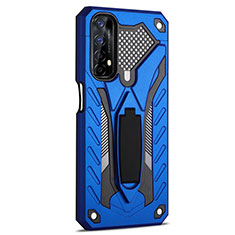 Funda Bumper Silicona y Plastico Mate Carcasa con Soporte A02 para Realme Narzo 20 Pro Azul