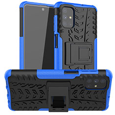 Funda Bumper Silicona y Plastico Mate Carcasa con Soporte A02 para Samsung Galaxy M51 Azul