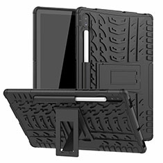 Funda Bumper Silicona y Plastico Mate Carcasa con Soporte A02 para Samsung Galaxy Tab S6 10.5 SM-T860 Negro