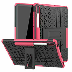Funda Bumper Silicona y Plastico Mate Carcasa con Soporte A02 para Samsung Galaxy Tab S6 10.5 SM-T860 Rosa