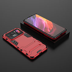 Funda Bumper Silicona y Plastico Mate Carcasa con Soporte A02 para Xiaomi Mi 11 Ultra 5G Rojo