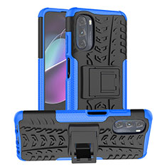 Funda Bumper Silicona y Plastico Mate Carcasa con Soporte A03 para Motorola Moto G 5G (2022) Azul