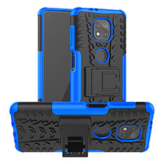 Funda Bumper Silicona y Plastico Mate Carcasa con Soporte A03 para Motorola Moto G Power (2021) Azul