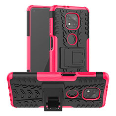 Funda Bumper Silicona y Plastico Mate Carcasa con Soporte A03 para Motorola Moto G Power (2021) Rosa Roja