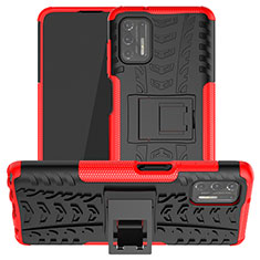 Funda Bumper Silicona y Plastico Mate Carcasa con Soporte A03 para Motorola Moto G Stylus (2021) Rojo