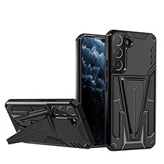 Funda Bumper Silicona y Plastico Mate Carcasa con Soporte A03 para Samsung Galaxy S21 Plus 5G Negro