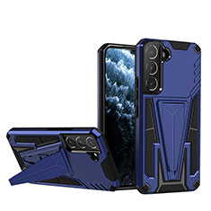 Funda Bumper Silicona y Plastico Mate Carcasa con Soporte A03 para Samsung Galaxy S23 5G Azul