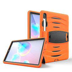 Funda Bumper Silicona y Plastico Mate Carcasa con Soporte A03 para Samsung Galaxy Tab S6 10.5 SM-T860 Naranja