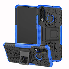 Funda Bumper Silicona y Plastico Mate Carcasa con Soporte A04 para Huawei Nova 4e Azul