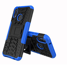 Funda Bumper Silicona y Plastico Mate Carcasa con Soporte A04 para Huawei P20 Lite Azul