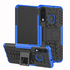 Funda Bumper Silicona y Plastico Mate Carcasa con Soporte A04 para Huawei P30 Lite New Edition Azul