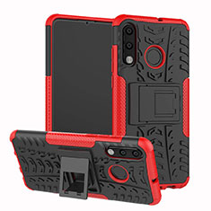 Funda Bumper Silicona y Plastico Mate Carcasa con Soporte A04 para Huawei P30 Lite Rojo