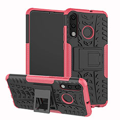 Funda Bumper Silicona y Plastico Mate Carcasa con Soporte A04 para Huawei P30 Lite Rosa