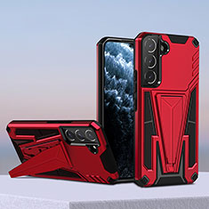 Funda Bumper Silicona y Plastico Mate Carcasa con Soporte A04 para Samsung Galaxy S21 Plus 5G Rojo