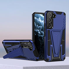 Funda Bumper Silicona y Plastico Mate Carcasa con Soporte A04 para Samsung Galaxy S22 5G Azul