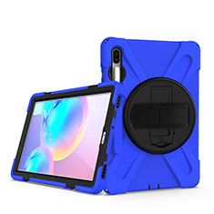 Funda Bumper Silicona y Plastico Mate Carcasa con Soporte A04 para Samsung Galaxy Tab S6 10.5 SM-T860 Azul