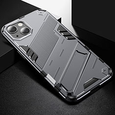 Funda Bumper Silicona y Plastico Mate Carcasa con Soporte A05 para Apple iPhone 13 Gris