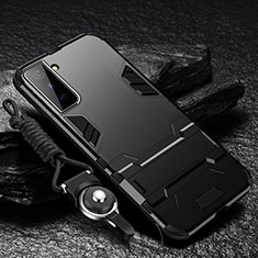 Funda Bumper Silicona y Plastico Mate Carcasa con Soporte A05 para Samsung Galaxy S21 Plus 5G Negro