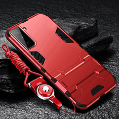 Funda Bumper Silicona y Plastico Mate Carcasa con Soporte A05 para Samsung Galaxy S23 5G Rojo