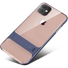 Funda Bumper Silicona y Plastico Mate Carcasa con Soporte A06 para Apple iPhone 11 Azul