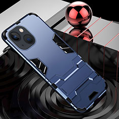 Funda Bumper Silicona y Plastico Mate Carcasa con Soporte A06 para Apple iPhone 13 Azul