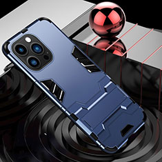 Funda Bumper Silicona y Plastico Mate Carcasa con Soporte A06 para Apple iPhone 13 Pro Azul