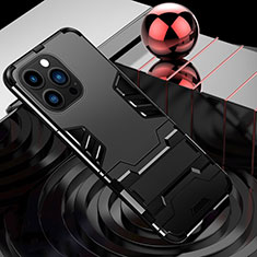 Funda Bumper Silicona y Plastico Mate Carcasa con Soporte A06 para Apple iPhone 13 Pro Max Negro