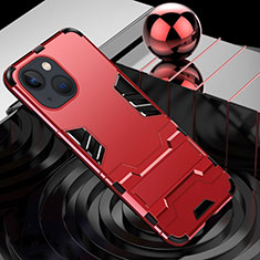 Funda Bumper Silicona y Plastico Mate Carcasa con Soporte A06 para Apple iPhone 13 Rojo