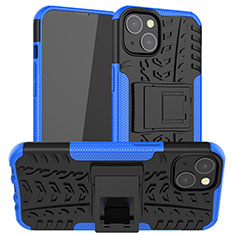 Funda Bumper Silicona y Plastico Mate Carcasa con Soporte A07 para Apple iPhone 13 Mini Azul