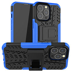 Funda Bumper Silicona y Plastico Mate Carcasa con Soporte A07 para Apple iPhone 13 Pro Azul