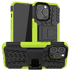 Funda Bumper Silicona y Plastico Mate Carcasa con Soporte A07 para Apple iPhone 13 Pro Verde