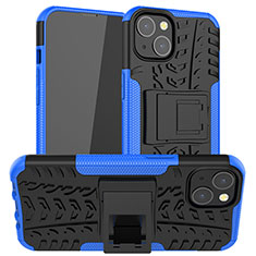 Funda Bumper Silicona y Plastico Mate Carcasa con Soporte A07 para Apple iPhone 14 Plus Azul