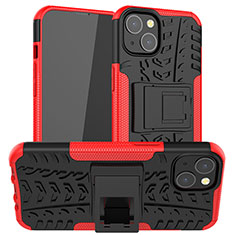 Funda Bumper Silicona y Plastico Mate Carcasa con Soporte A07 para Apple iPhone 14 Plus Rojo