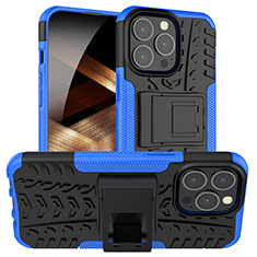 Funda Bumper Silicona y Plastico Mate Carcasa con Soporte A07 para Apple iPhone 14 Pro Azul