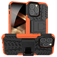 Funda Bumper Silicona y Plastico Mate Carcasa con Soporte A07 para Apple iPhone 14 Pro Max Naranja