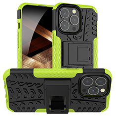 Funda Bumper Silicona y Plastico Mate Carcasa con Soporte A07 para Apple iPhone 14 Pro Verde