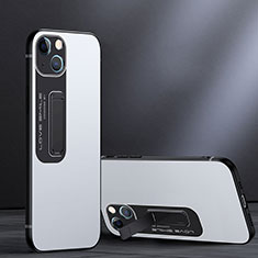 Funda Bumper Silicona y Plastico Mate Carcasa con Soporte A08 para Apple iPhone 13 Blanco