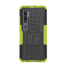 Funda Bumper Silicona y Plastico Mate Carcasa con Soporte D01 para Xiaomi Mi Note 10 Verde