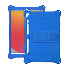 Funda Bumper Silicona y Plastico Mate Carcasa con Soporte H01 para Apple iPad 10.2 (2019) Azul