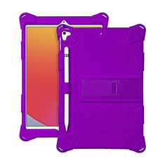 Funda Bumper Silicona y Plastico Mate Carcasa con Soporte H01 para Apple iPad Pro 10.5 Morado