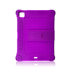Funda Bumper Silicona y Plastico Mate Carcasa con Soporte H01 para Apple iPad Pro 11 (2020) Morado
