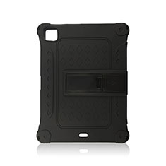 Funda Bumper Silicona y Plastico Mate Carcasa con Soporte H01 para Apple iPad Pro 11 (2020) Negro